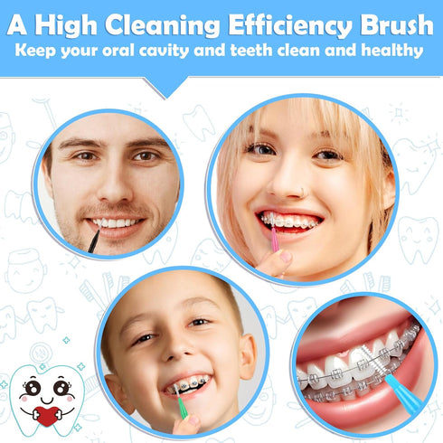 120Pcs Interdental Brushes, 360° Bendable Soft Bristles Braces Flossers Brush Dental Brushes Between Teeth Dental Floss Picks for Gum Braces Oral ...